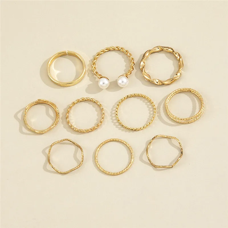 Комплект колец в стиле панк для женщин и девушек модные тонкие кольца