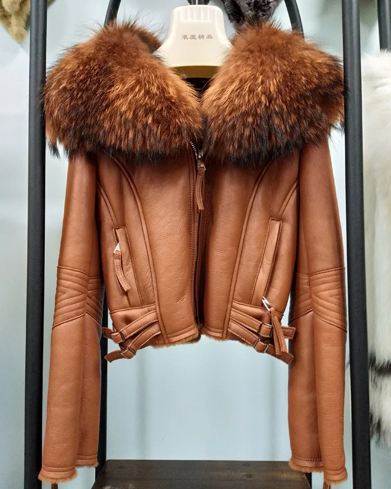 Женское короткое пальто из 100% натуральной шерсти парка большого размера с