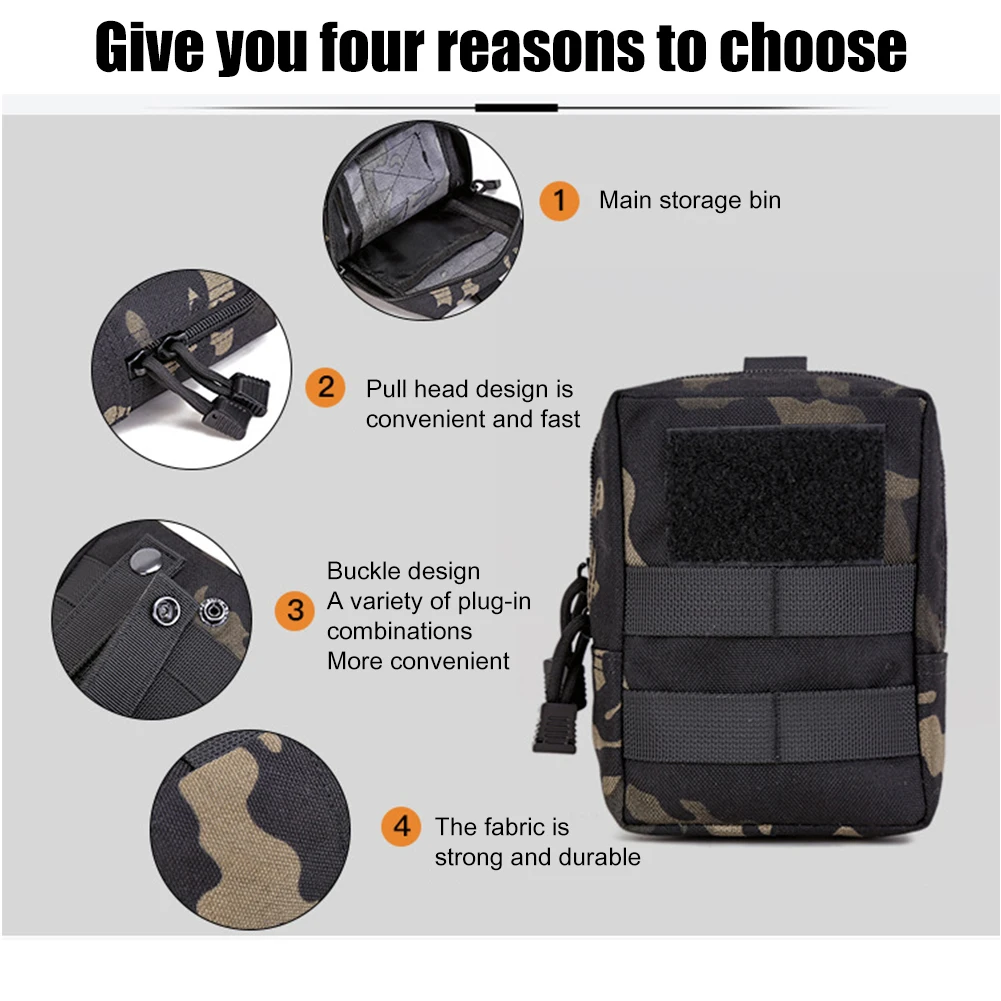 

1000D Nylon Oxford Pouch Phone Holder Outdoor Hiking Travel Riding EDC Waist Bag Pack Tactical Medical First Aid Pouch