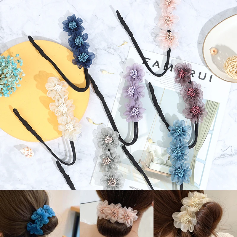 Заколка для волос с пушистыми бутонами нескользящая | Украшения и аксессуары