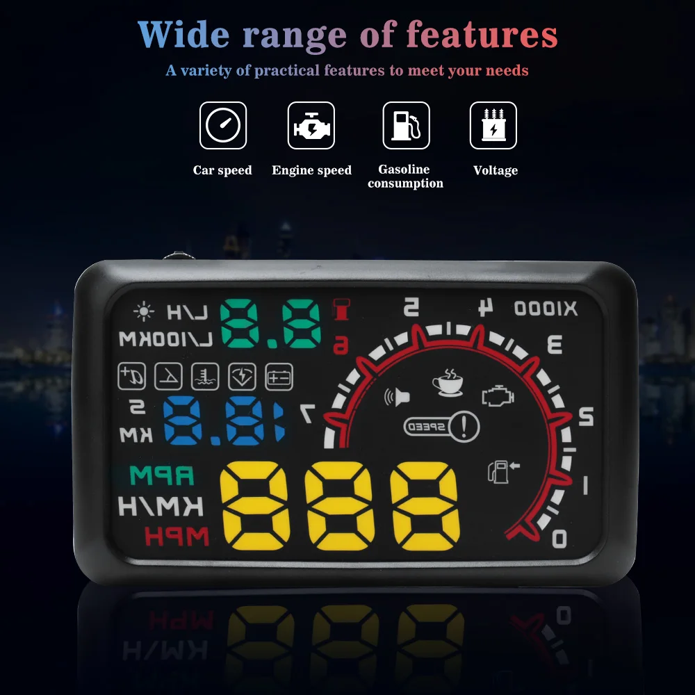BORUiT Универсальный 5,5 дюймов HUD на лобовое стекло Дисплей OBDII превышение скорости Предупреждение лобовое стекло сигнализации проектор Системы авто-Стайлинг