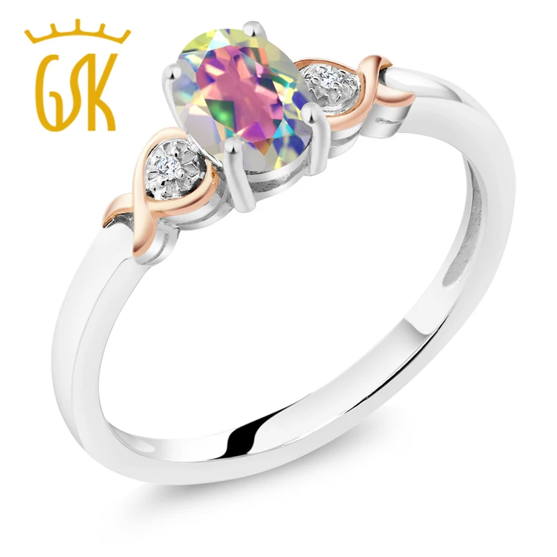 GemStoneKing 0 80 cttw Меркурий туман Мистик Топаз с алмазным акцентом 925 пробы серебро и 10K