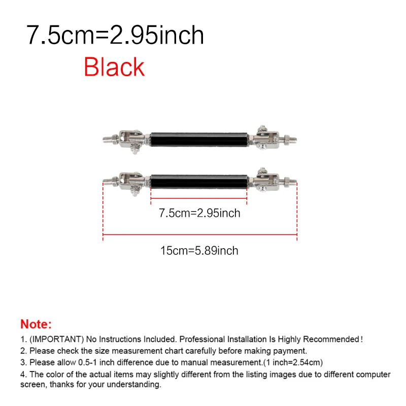 

2 шт., универсальный гоночный регулируемый передний и задний бампер, разделитель для губ, опорная планка/комплект тяги, гоночный 75 мм/100 мм/150 мм/200 мм