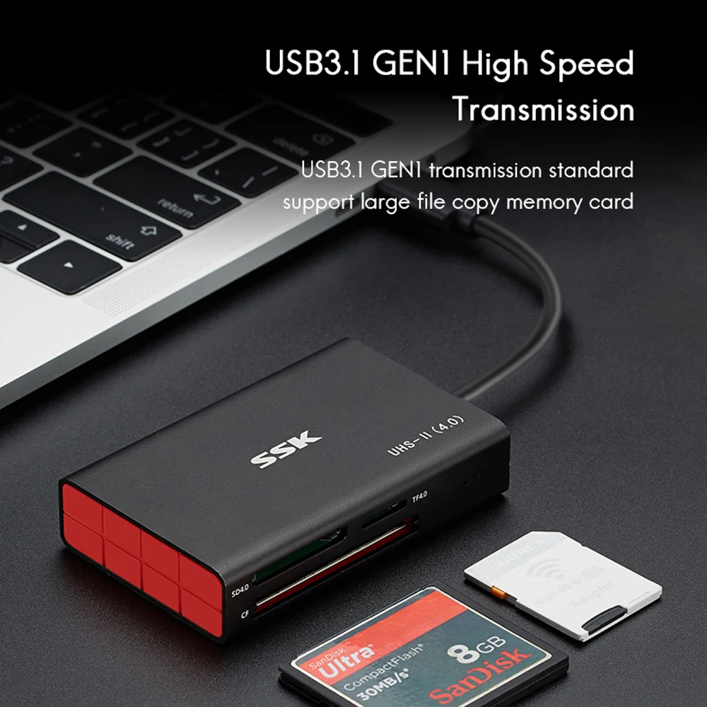 SSK Высокоскоростной USB 3 0 кардридер sd4.0 / tf4.0 cf type c Android мобильный телефон otg