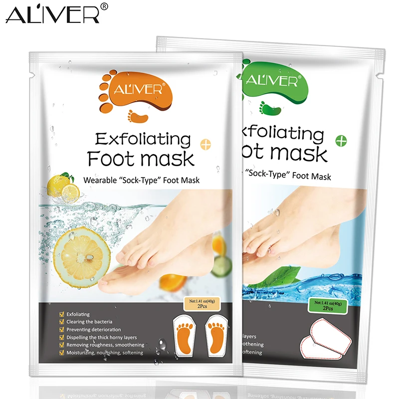 

1 pair= 2pcs/bag ALIVER lemon Whitening & Moisturizing Foot Mask Remove Dead Skin Smooth Exfoliating Mask For Feet Skin Care