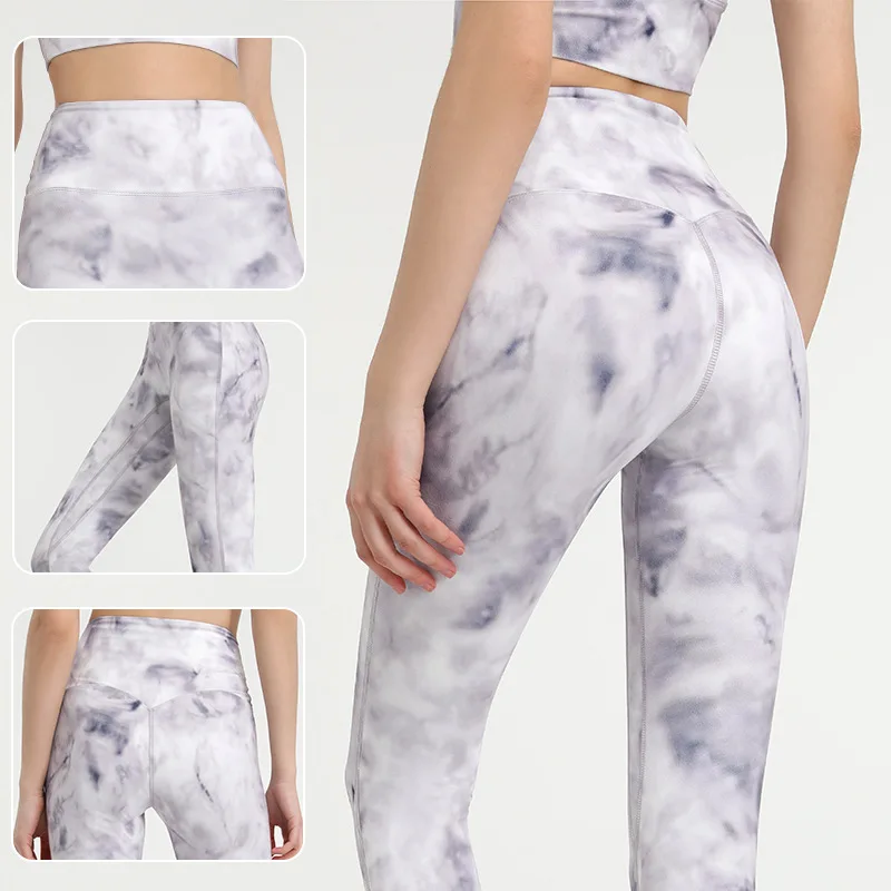 

Женские штаны для йоги с принтом Cloud Tie Dye, новая быстросохнущая одежда для йоги в тренажерном зале, спортивные обтягивающие персиковые штаны...
