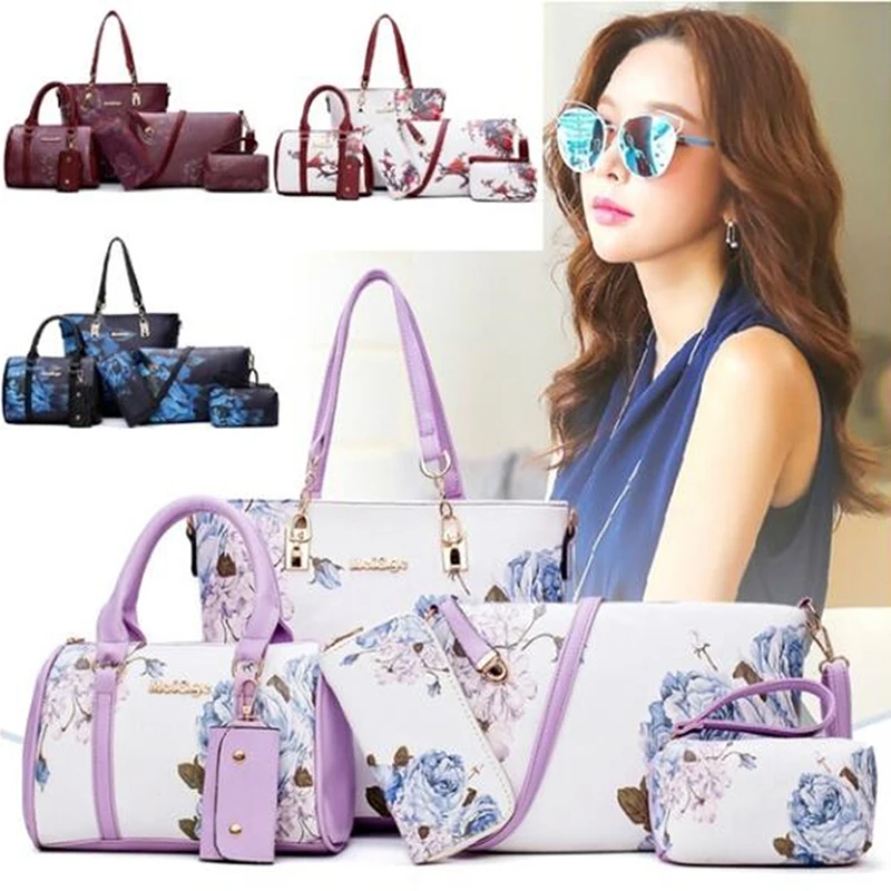 

2021 New Women's Shoulder Bag Women's Handbag Style Leather Bag Fashion Six Piece Set Of Plum Blossom Pattern Chinese Single PU