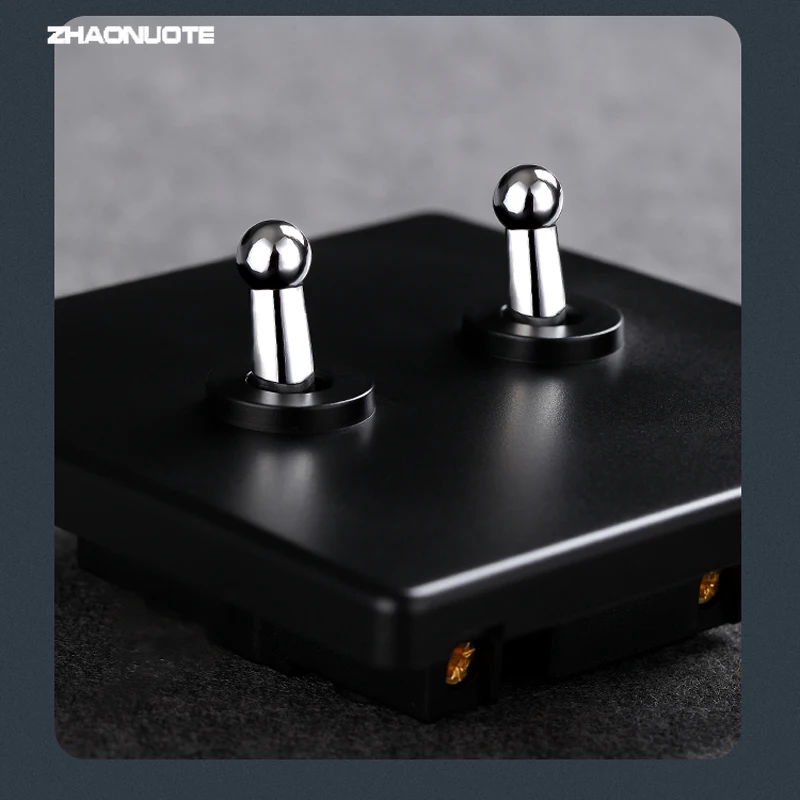 Wall Light Toggle Switch 1-4 Gang 2 Way Black PC Matte Panel Silver Brass Lever for Home Improvement | Обустройство дома