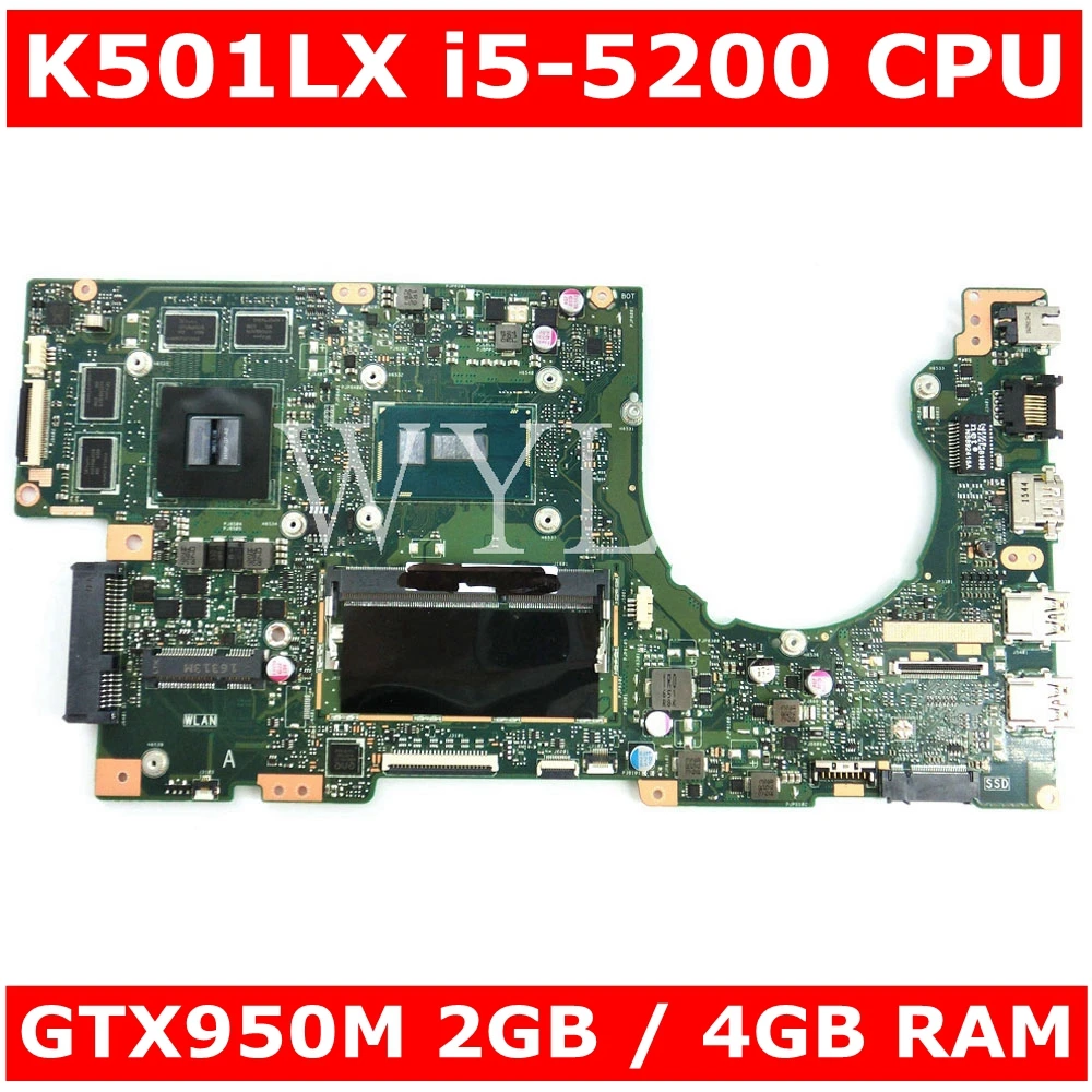 K501LX i5-5200 Процессор GTX950M 2 ГБ 4 Оперативная память Материнская плата Asus K501L K501LB K501LN