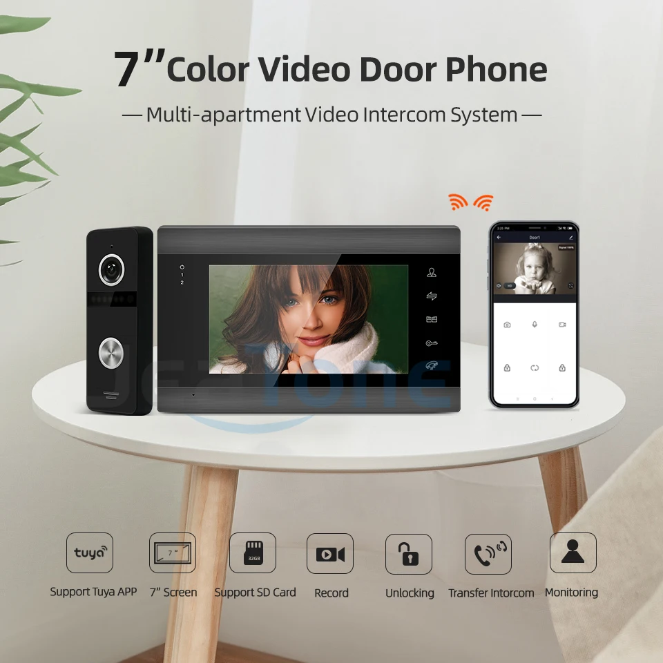Видеодомофон Jeatone Tuya smart phone7 ''с Wi-Fi и камерой | Безопасность защита