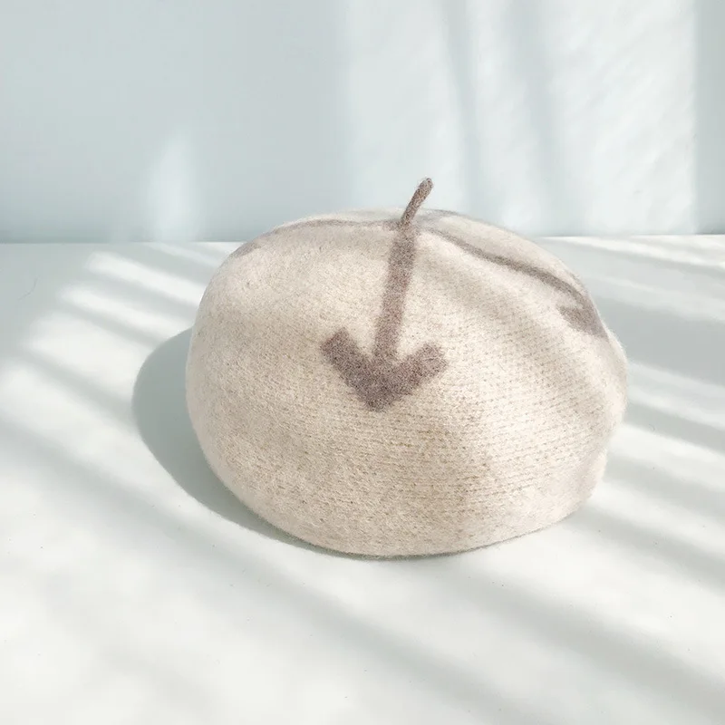 beige Зимняя шерстяная шапка берет шапки женские осенние женские береты-кепки женские малярные шляпы все совпадающие винтажные однотонные теплые артистические шляпы - Цвет: beige