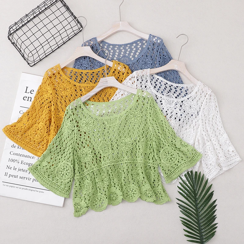 Женская трикотажная рубашка с цветочным принтом весенне Летняя Сексуальная