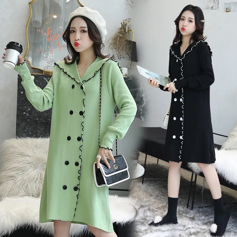 Свитер для беременных женщин 2019 Новое модное пальто средней длины трикотажное