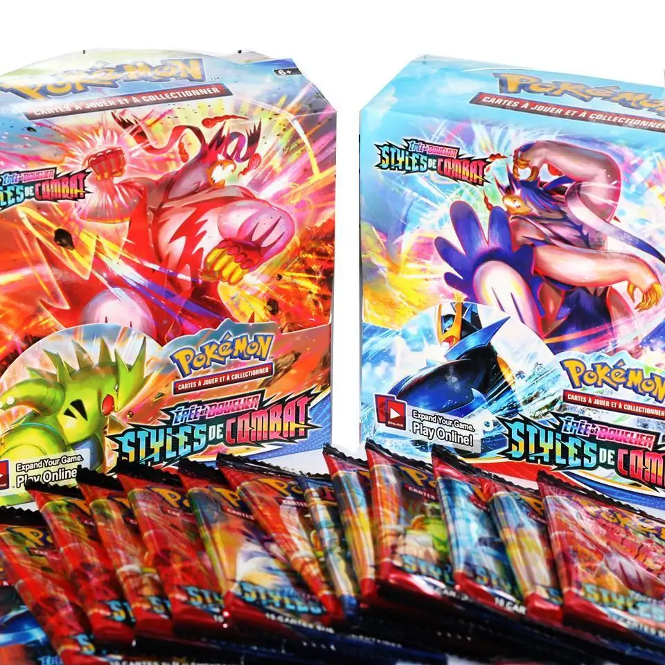 Cartas de Pokemon francesas de 9 Uds., espada y escudo de batalla, caja completamente sellada al por menor, tarjeta de Pokemon de cielo cambiante para regalos de ni&ntilde;os-3