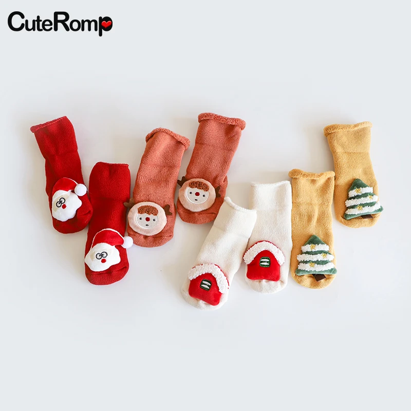 

Christmas Baby Socks Tree Santa Claus 3D Cartoon Floor Socks Winter Sock Non-slip sole For Infant Boy Girl Foot Wear Accessories