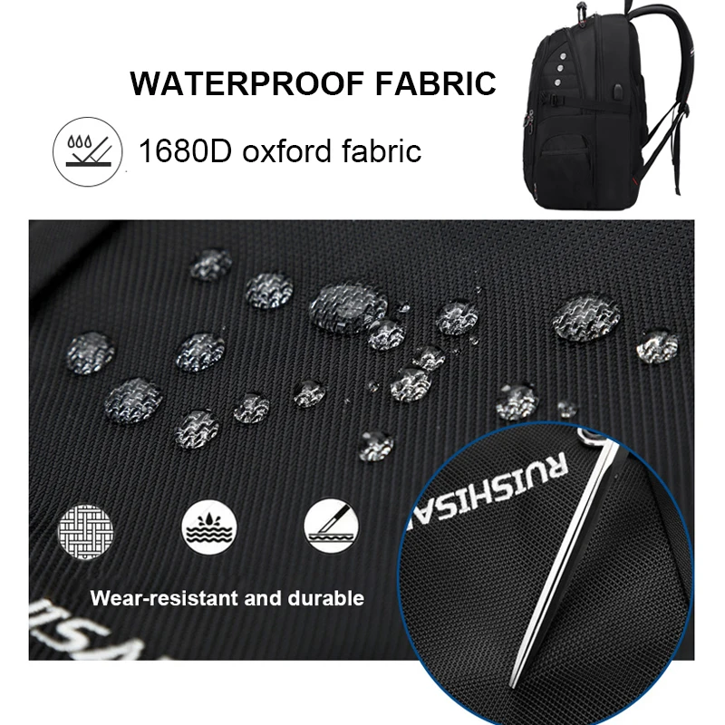 Рюкзак мужской для ноутбука 20 дюймов с USB-портом зарядки и защитой от кражи