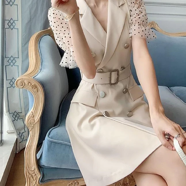 

Suit dress women summer 2021 new design dress for women plus size A-LINE vintage Polyester Cotton Mid-Calf Summer