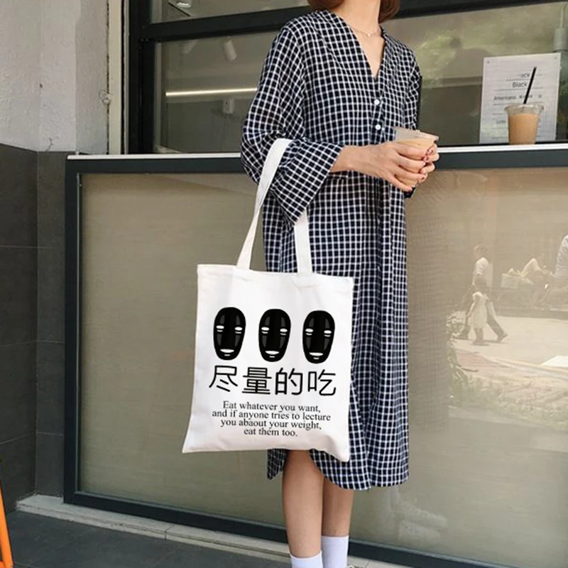 

Shopping Eco Reusable Foldable Shoulder Bag Women Canvas Bags Handbag Totebag Fashion Casual School Student Shoulder Bags