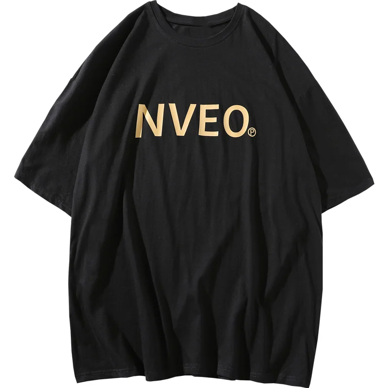 

Men 5 Quarter Short Sleeve T-shirts Letters Printed O-neck Loose Plus Size 3XL Fashion Streetwear Simple Students All-match New