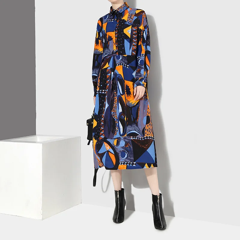 

Autumn and Winter New Women's floral Long sleeve printed Dress 3932