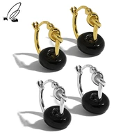 ssteel topaz jade agate beaded earrings for women silver sterling 925 hoop earring trendy party gift female fine jewelry 2021