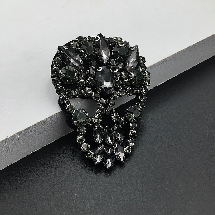 3D вышитые бисером стразы нашивки в виде черепа для одежды сшитые на джинсах стиле