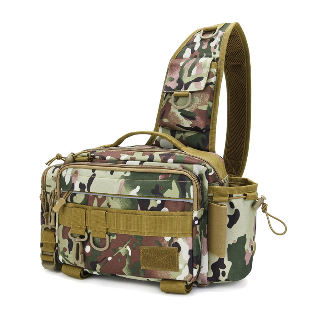 Fishing Waist Tackle Bag Shoulder Crossbody Lure Line Hook Swivel Fanny Packs Military Shoulder Backpack Rucksacks for Camping