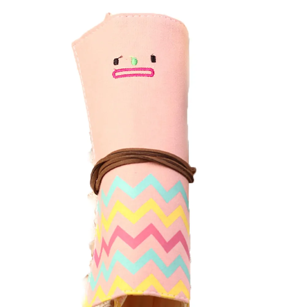 Чехол для карандашей и ручек милый холщовый пенал мультяшный складной чехол