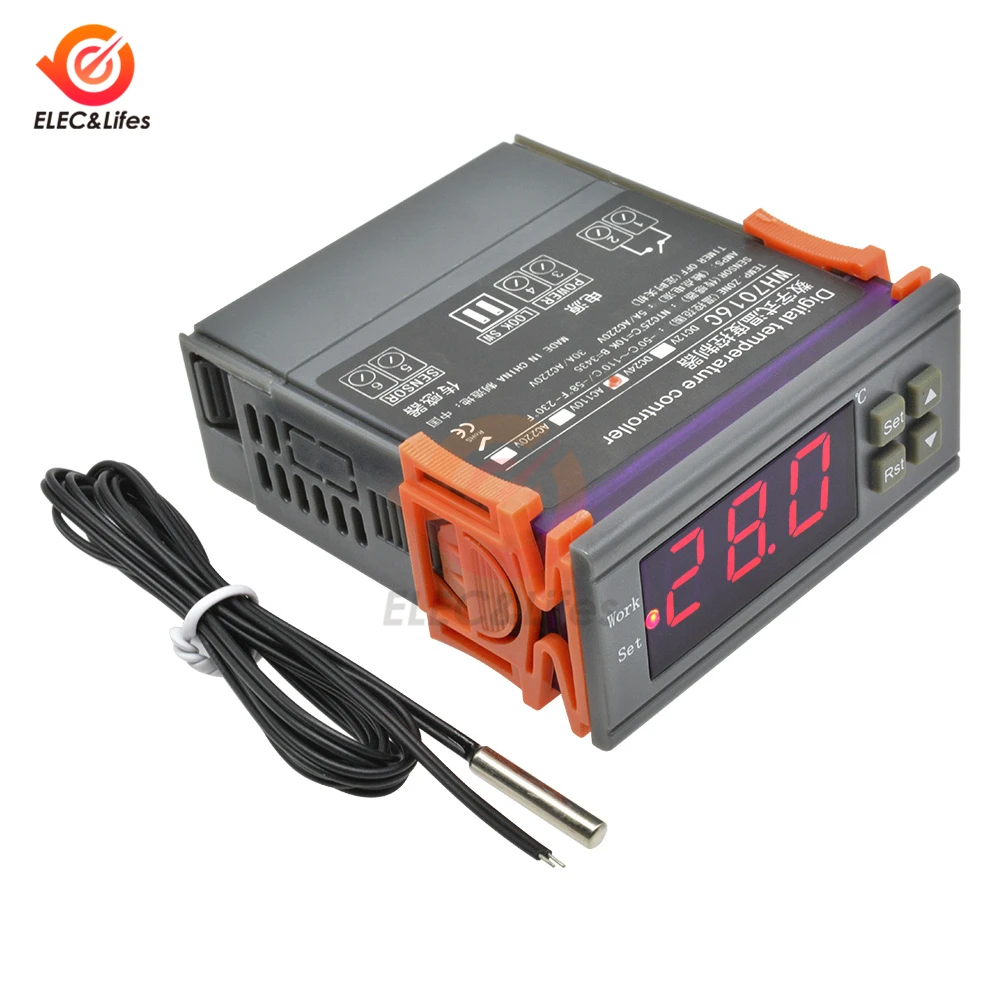 WH7016C DC12V 24V AC110V 220V 10A LCD цифровой регулятор температуры термостат комнатный