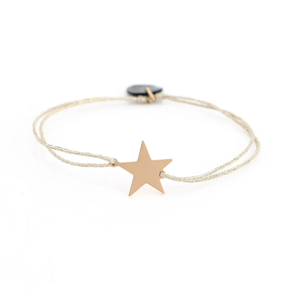 ELEGANCE11 Design Gold Bling Sequins Rope Bracelet for Women Alloy Pentagram Dangle Friendship Bracelets Couples Gift Female | Украшения и
