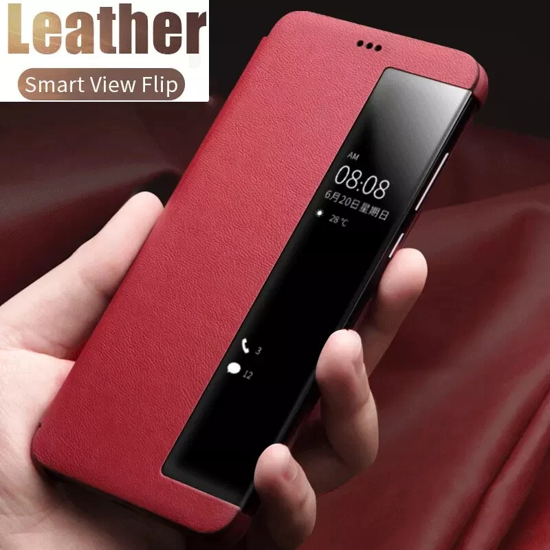 

Luxury Leather Smart Mirror Flip Phone Case For Samsung S20 S10 S9 S8 Plus Note 20 UItra 10 Pro 8 9 A51 A71 A50 A31 View Cover