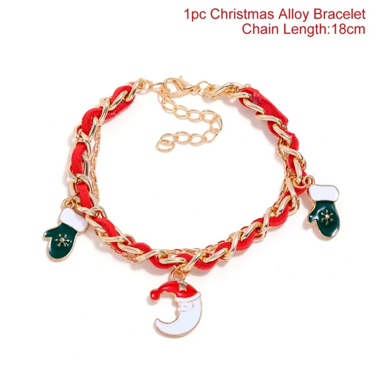 Christmas Bracelet Рождественские серьги, подвеска с Санта-Клаусом, Рождественский Декор для дома, рождественский подарок для детей, украшение для рождественской елки - Color: Christmas Bracelet