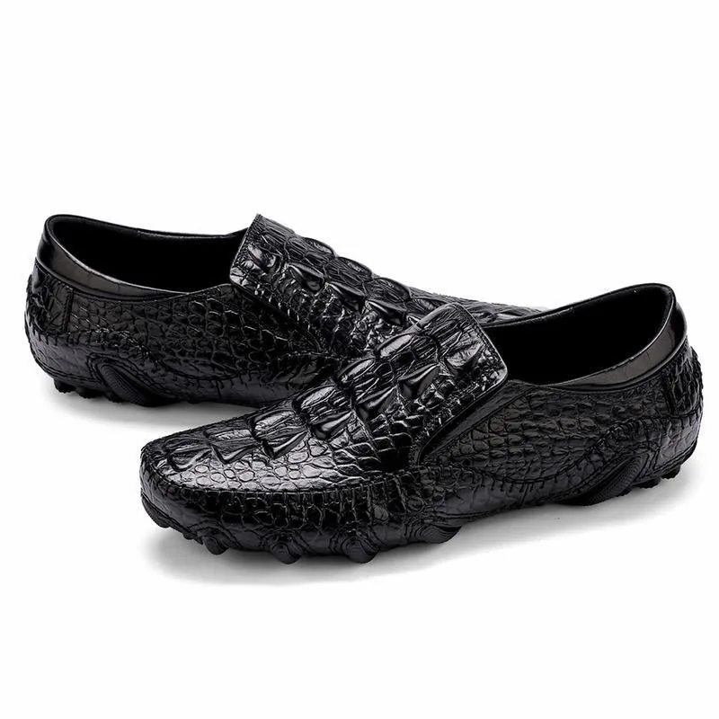 

Spring Summer Men Loafers Shoes Soft Genuine Leather Alligator Pattern Moccasins Shoes Breathable Slip On Driving Shoes B156