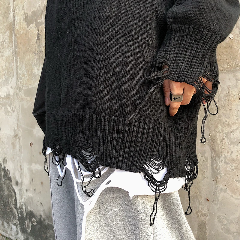 SHENGPALAE 2020 Новая мода осень зима умышленное старое отверстие Пуловеры женские