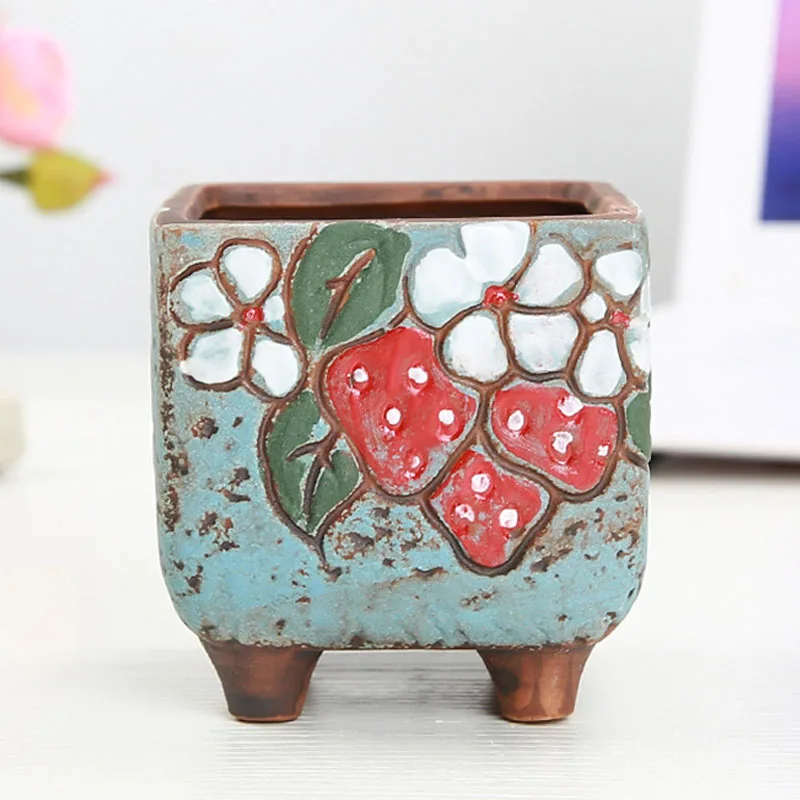 Strongwell Decoration Miniature Ceramic Flower Pots Lovely Square Succulent Flowerpots Planter Fairy Garden Crafts | Дом и сад