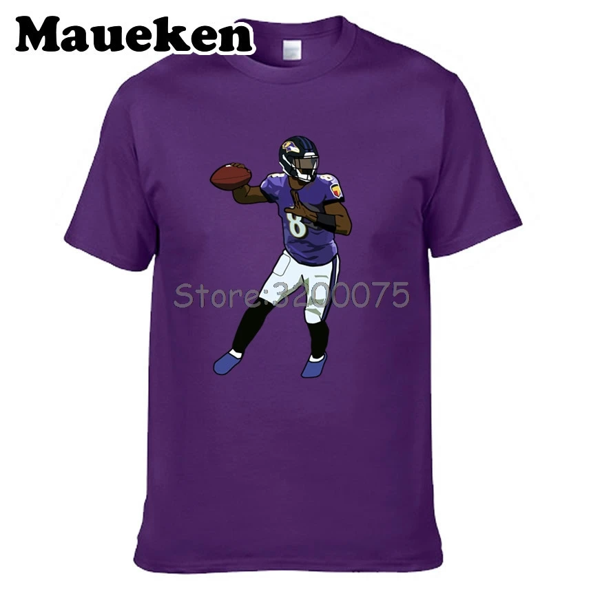 Мужская футболка Lamar Jackson Baltimore 8 Hurdle Clothes Футболка мужская с круглым вырезом W19101806 |