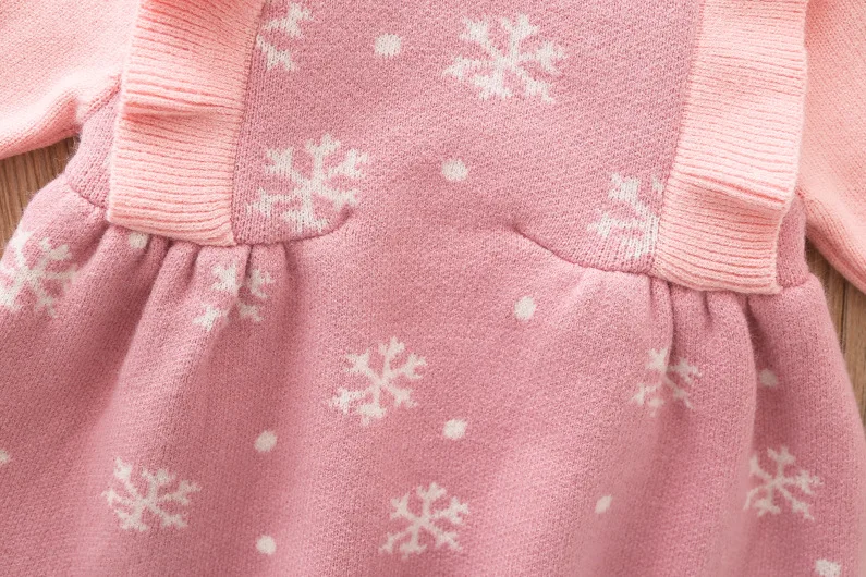 New Princess Knitted Dress 2021 Autumn Girl Children Winter Long Sleeve Christmas Party Dresses Kids Girls Clothes 1 years | Детская