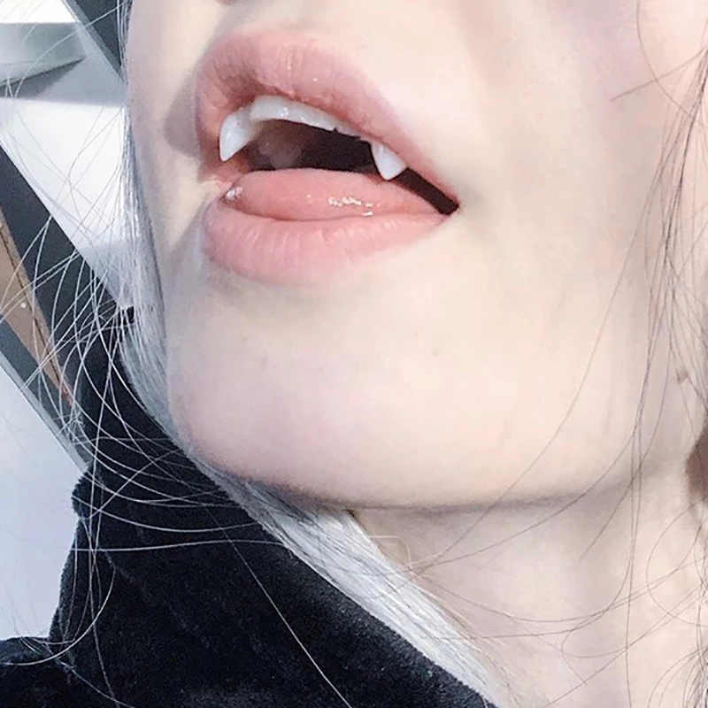 

HUHULE Resin Vampire Teeth For Halloween Costume Props Horror Denture Fangs Adult For Kids Cosplay Halloween Decoration Home