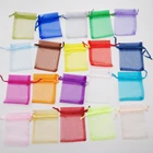 Подарочные пакеты из органзы, 50 шт., 5x7, Подарочная коробка на шнурке, Упаковочная Сумка, подарки на день рождения, Рождество, свадебные сумки, подарочные пакеты из органзы