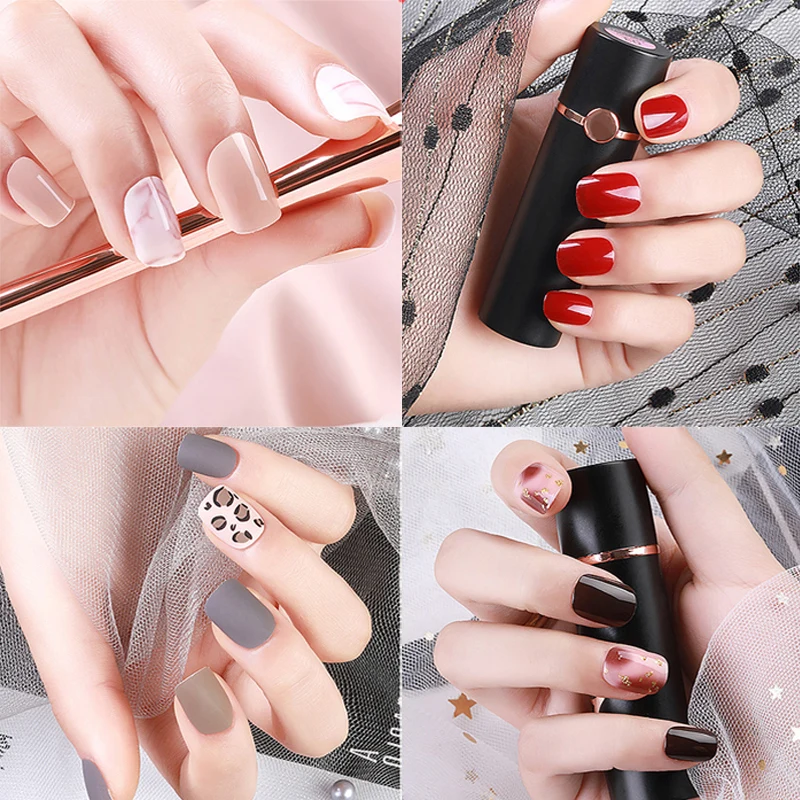 24Pcs False Nails With Designed Artificial Nail Tips Set for Decorated Short Nail Art Press On Fake Nails Extension Tips