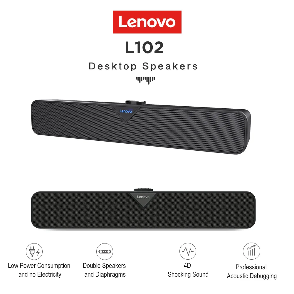 Компьютерная Колонка Lenovo L102 стереозвук сабвуфер динамик 3 5 мм Aux для Macbook ноутбука