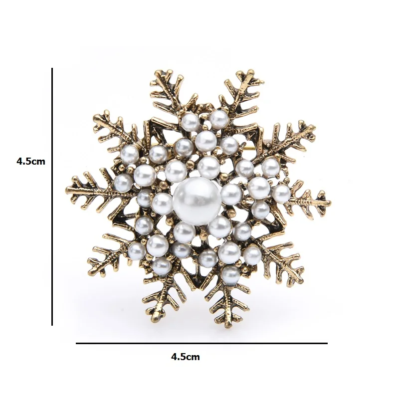 Wuli& baby ретро жемчужные броши «Снежинка» Женская Брошь из сплава в виде цветка на булавке рождественские подарки