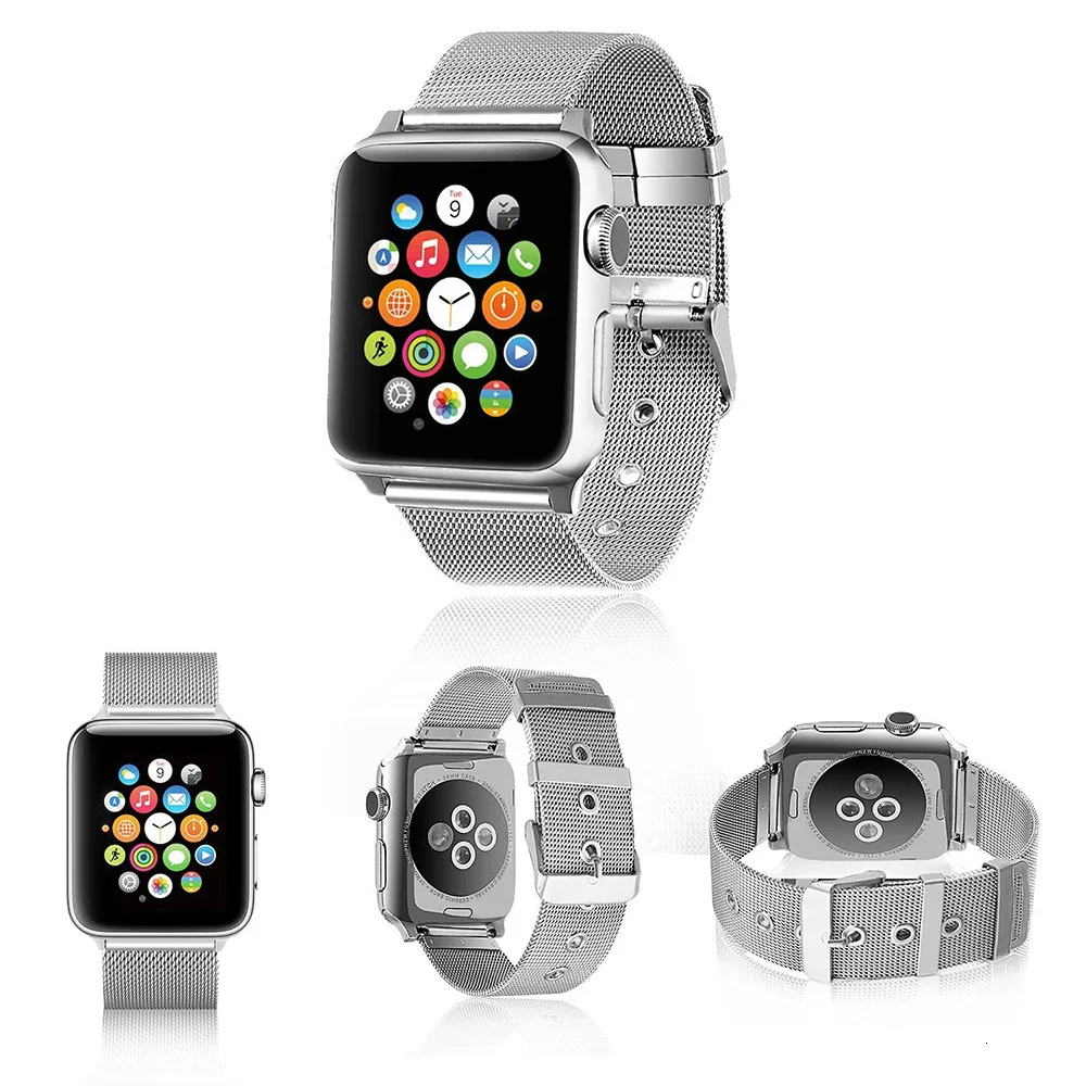FOHUAS Миланская петля для apple watch Series 3 2 1 сменный Браслет iwatch ремешок из нержавеющей стали Пряжка с разъемом