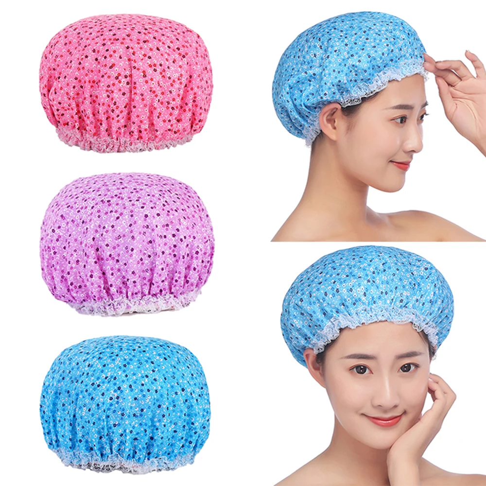 Многоразовая водонепроницаемая шапочка для душа эластичная Хлопковая женская