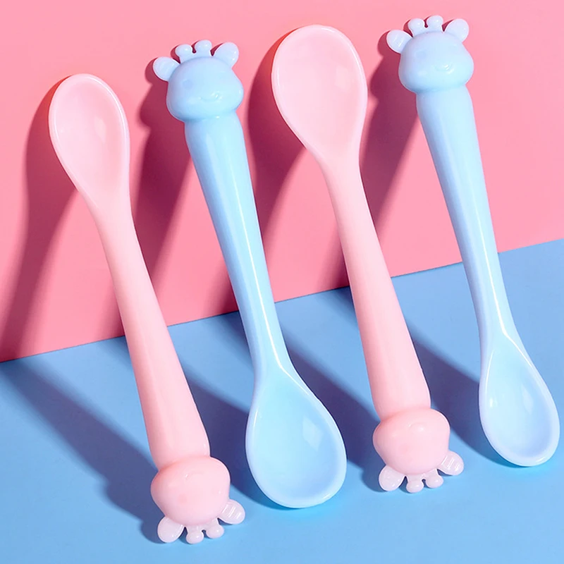 

Silicone Small Spoon/Big Spoon Infant Feeding Babies Training Spoon 1Pcs Cartoon Deer Non-slip Children Tableware Safety