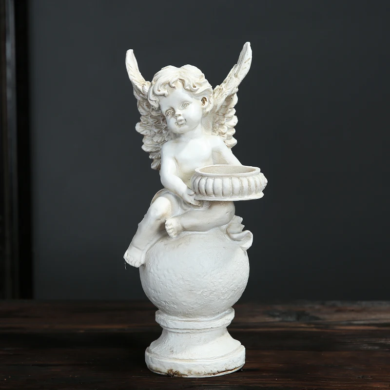 

Nodic Cupid Flower Fairy Resin Angel Candlestick Gardening Ornament Decor Yard Courtyard Sculpture Statue flower pot Lovely