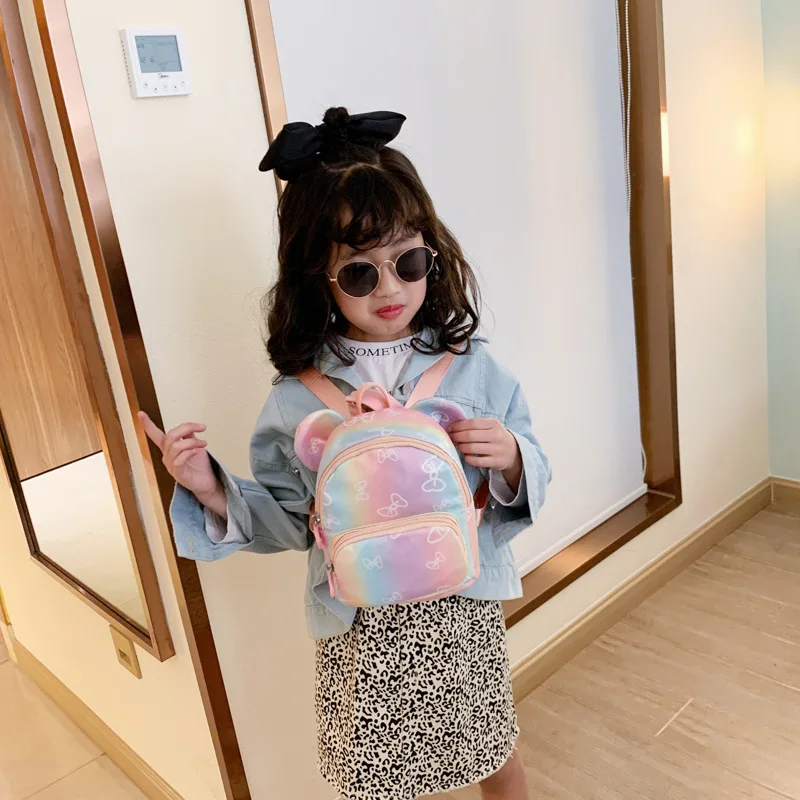 Colorful children's backpack new girl messenger bag Korean ear school fashion | Багаж и сумки