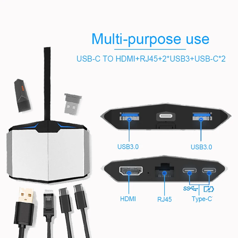 USB C концентратор Basix на HDMI VGA Rj45 1000 Мбит/с адаптер док станция для MacBook Pro Аксессуары