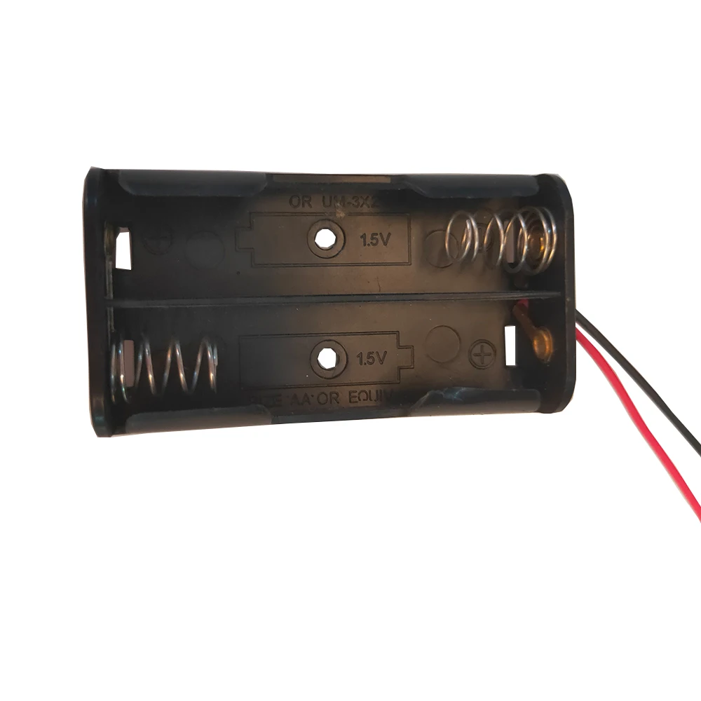 Battery Storage Box Case 2 Slot Way Channel DIY Batteries Clip Holder Container Black Plastic With Wire Lead Pin | Компьютеры и офис