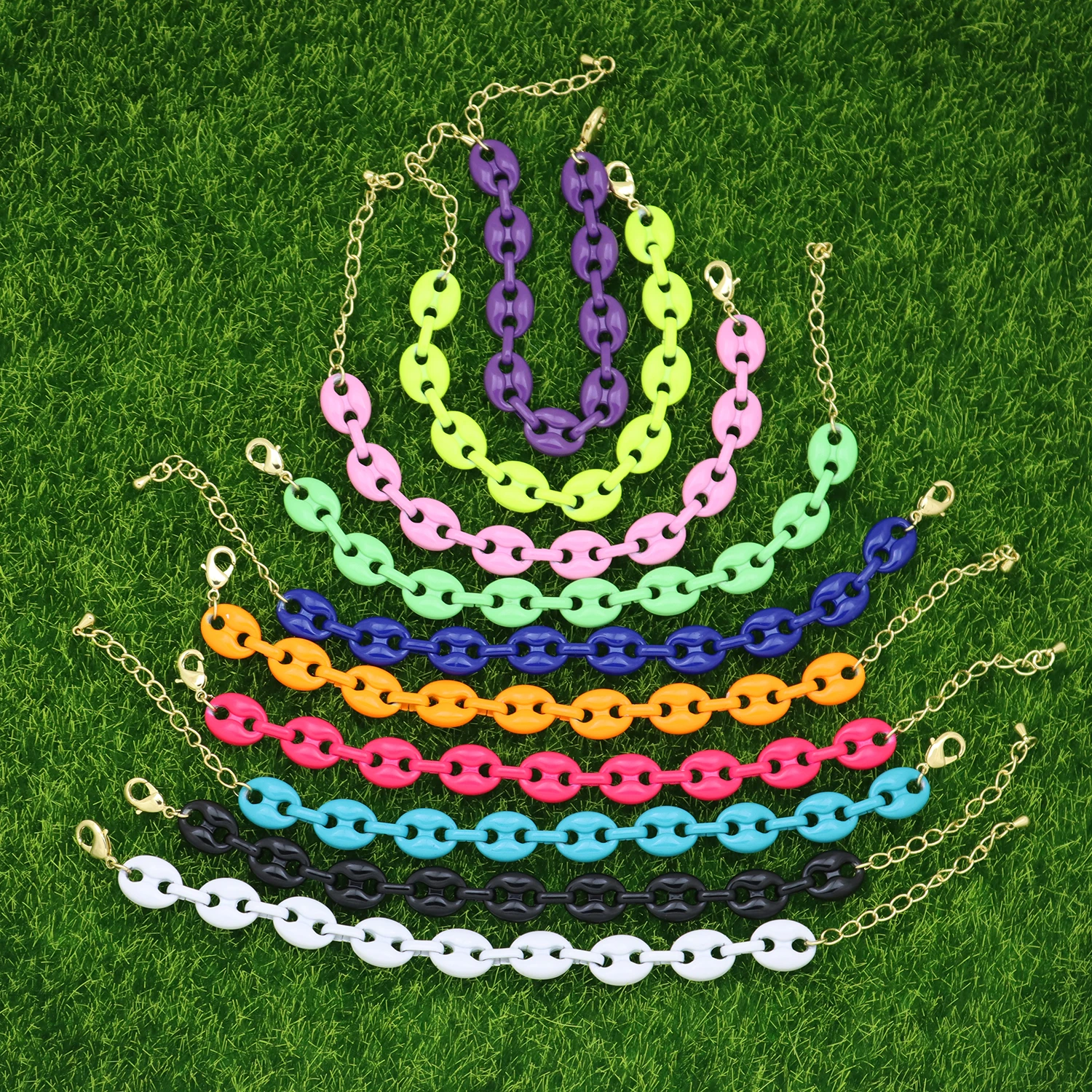 

Rainbow Multicolor Cuban Link Chain Bracelets for Women Man Hip Hop Chunky Colorful Enamel Bracelet Trendy Jewelry Birthday Gift